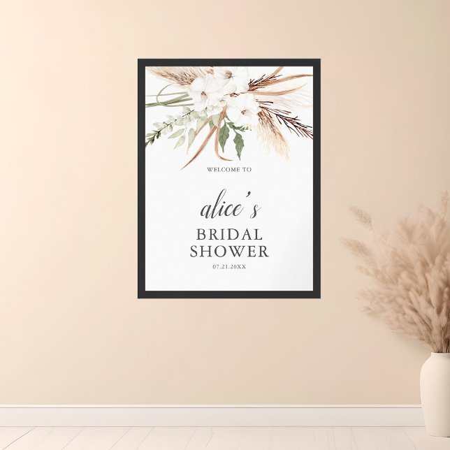 Välkomsttecken Boho Flower Pampa Grass Möhippa Poster (Skapare uppladdad)