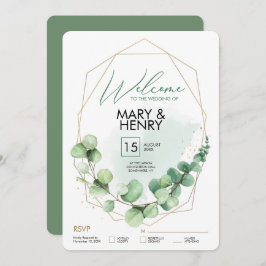 Välkomsttecken bröllopsfest greenery eucalyptus rs inbjudningar