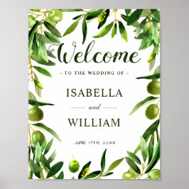 Välkomsttecken | Elegant Olive Löv Boho Garden Poster