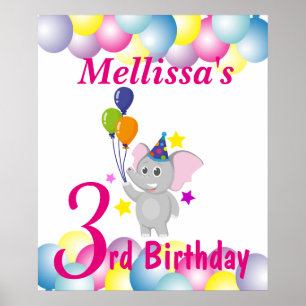 Välkomsttecken Elephant Tema-Födelsedagsfest Poster