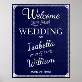 Välkomsttecken | Enkel Rustic Blue Stone Bröllop Poster