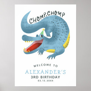 Välkomsttecken för Alligator Theme Boys Födelsedag Poster