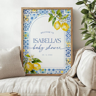 Välkomsttecken för Amalfi Kusten Lemon Baby Shower Poster