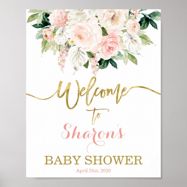Välkomsttecken för Anthurium Baby Shower Girl Poster (Framsidan)