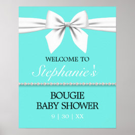 Välkomsttecken för Aqua Teal Tiffany Baby Shower Poster