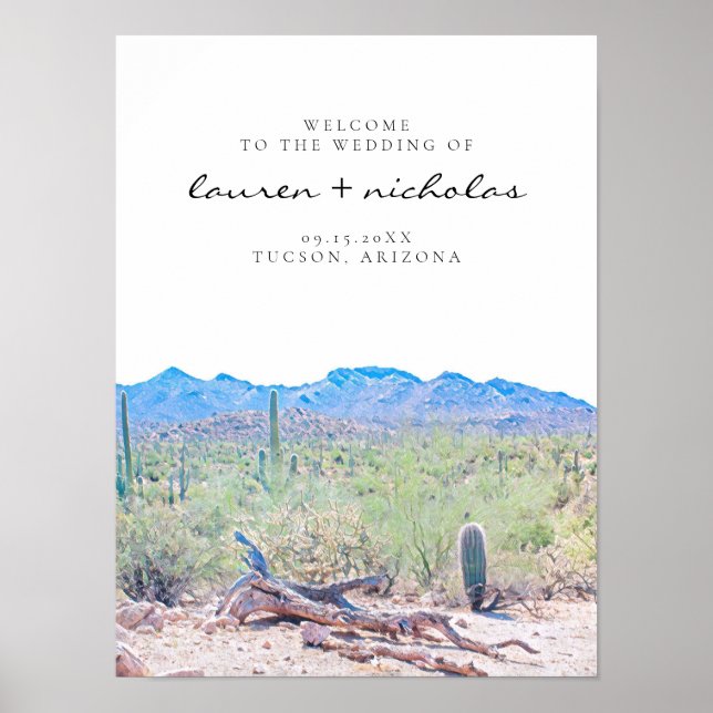 Välkomsttecken för Arizona Desert Bröllop Poster (Framsidan)