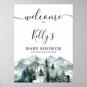 Välkomsttecken för äventyr Wilderness Baby Shower Poster