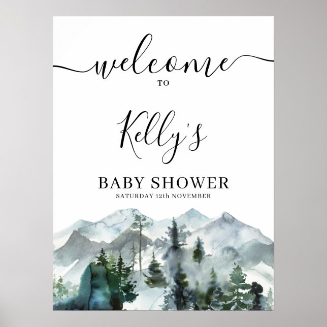 Välkomsttecken för äventyr Wilderness Baby Shower Poster (Framsidan)