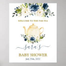 Välkomsttecken för Baby Shower Boy Par-Tea Poster