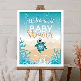 Välkomsttecken för babysköldpaddsTema Välkomstskyl Poster