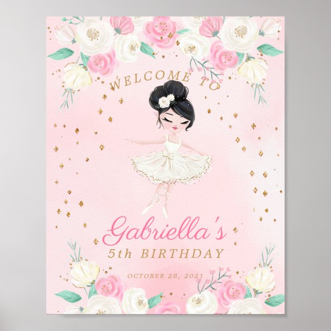 Välkomsttecken för Ballerina Tutu Birthday Poster (Framsidan)
