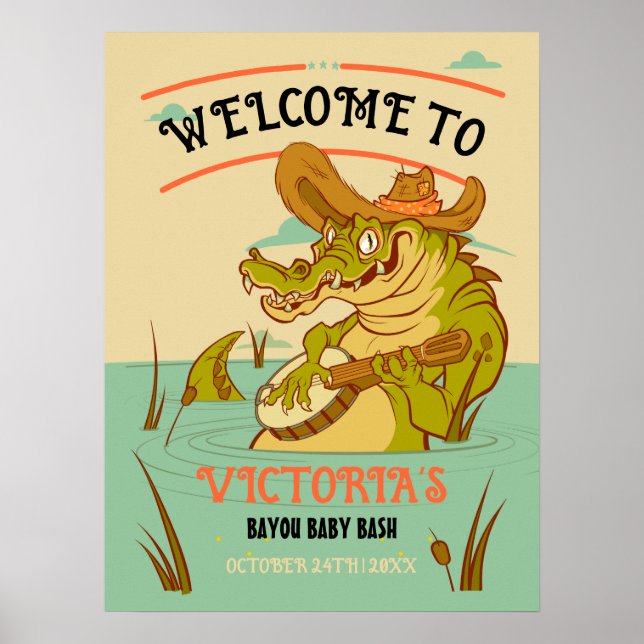 Välkomsttecken för Bayou Cajun Alligator Baby Show Poster (Framsidan)