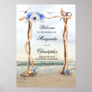 Välkomsttecken för Beach Arbor Bröllop Poster