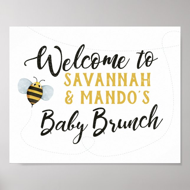 Välkomsttecken för Bee Baby Shower Brunch Poster (Framsidan)