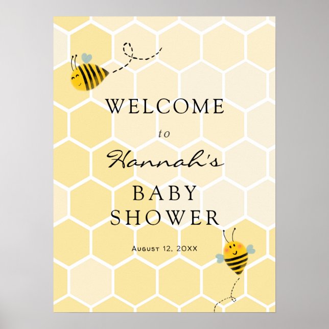 Välkomsttecken för Bee Baby Shower Poster (Framsidan)