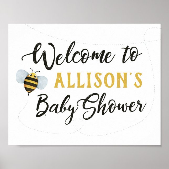 Välkomsttecken för Bee Baby Shower Poster (Framsidan)