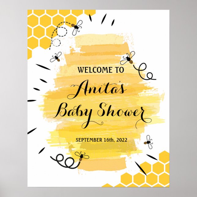 Välkomsttecken för Bee Baby Shower Poster (Framsidan)