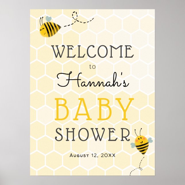Välkomsttecken för Bee Baby Shower Poster (Framsidan)