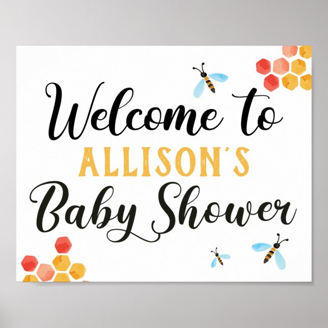 Välkomsttecken för Bee Baby Shower Poster (Framsidan)