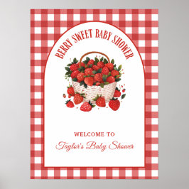 Välkomsttecken för Berry Sweet Baby Shower Strawbe Poster