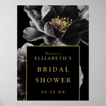 Välkomsttecken för Black and Guld Blommigt Möhippa