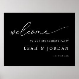 Välkomsttecken för Black Calligraphy Förlovningsfe Poster