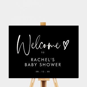 Välkomsttecken för Black Modern Script Baby Shower Poster
