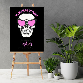 Välkomsttecken för Black Rosa Skull Bachelorette P Poster
