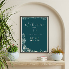 Välkomsttecken för blommigt bröllop-möhippa poster