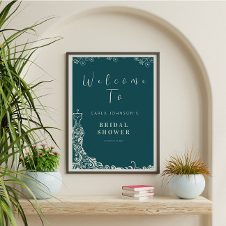 Välkomsttecken för blommigt bröllop-möhippa poster