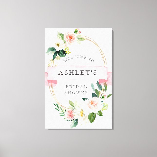 Välkomsttecken för  Blommigt Shower Canvastryck (Framsida)
