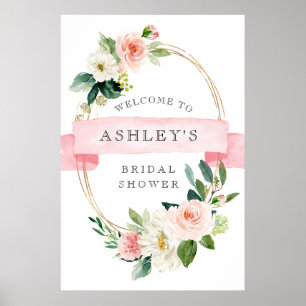 Välkomsttecken för Blommigt Shower Poster