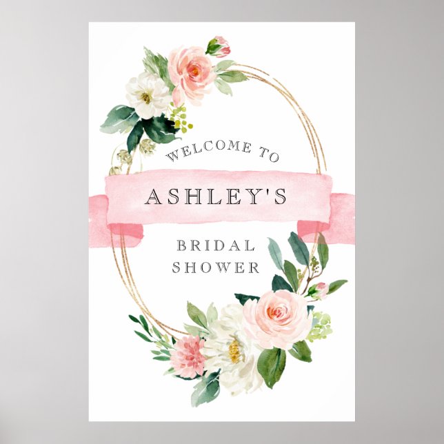 Välkomsttecken för  Blommigt Shower Poster (Framsidan)