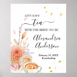 Välkomsttecken för blommigt Tea Möhippa Poster