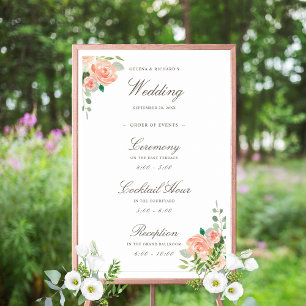 Välkomsttecken för Blommigten för persikor med va Poster