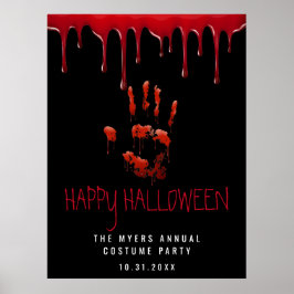 Välkomsttecken för bloody Handprint Halloween Poster