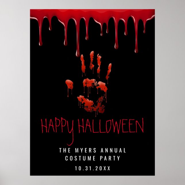 Välkomsttecken för bloody Handprint Halloween Poster (Framsidan)