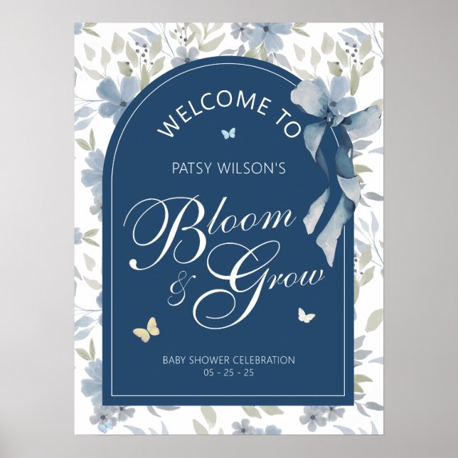 Välkomsttecken för bloom och förstora babysknappen poster (Framsidan)