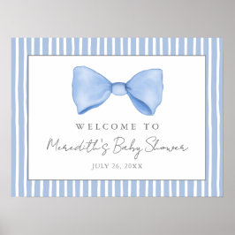Välkomsttecken för Blue Bow Baby Shower Poster