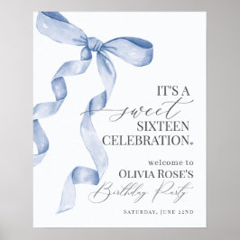 Välkomsttecken för Blue Bow Sweet sixteen Födelsed Poster