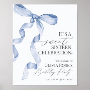 Välkomsttecken för Blue Bow Sweet sixteen Födelsed Poster
