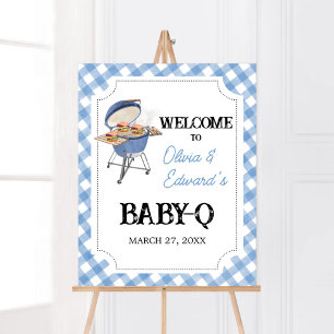 Välkomsttecken för Blue Burger BBQ Baby Shower Väl Poster
