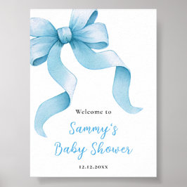 Välkomsttecken för Blue Coquette Bow Baby Shower Poster