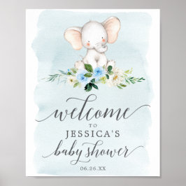 Välkomsttecken för Blue Elephant Baby Shower Poster