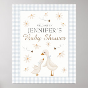 Välkomsttecken för Blue Goose Baby Shower Poster