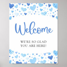 Välkomsttecken för Blue Hearts Valentine Baby Show Poster