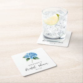 Välkomsttecken för Blue Hydrangea Blommigt Möhippa Underlägg Papper Kvadrat