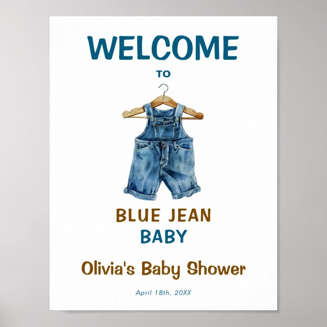 Välkomsttecken för Blue Jean Baby Shower Poster (Framsidan)