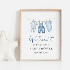 Välkomsttecken för Blue Jean Denim Baby Shower Poster