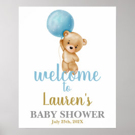 Välkomsttecken för Blue Nalle Baby Shower Boy Poster